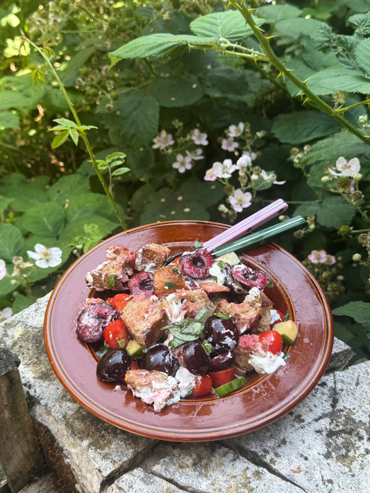 Cherry, Burrata & Crouton Summer Salad